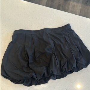 Black Bubble Mini Skirt with Ruched Pleats